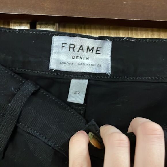 Black FRAME Le High Skinny Raw Stragger Jeans - Picture 5 of 13